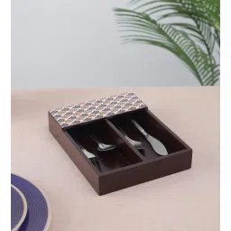 clasicraft Brown Brown and White Print MDF Cutlery Holder-picture-40