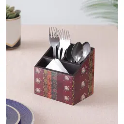 clasicraft Brown Elephant Print MDF Cutlery Holder-picture-32