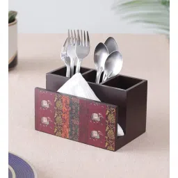 clasicraft Brown Elephant Print MDF Cutlery Stand-picture-22