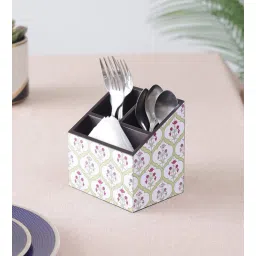 clasicraft Brown Flower Print MDF Cutlery Holder-picture-34