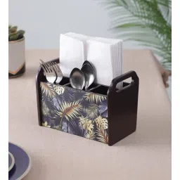 clasicraft Brown Gold Leaf Print MDF Cutlery Holder-picture-10