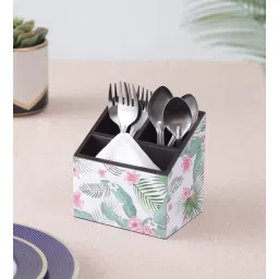 clasicraft Brown Green Leaf Print MDF Cutlery Holder-picture-11