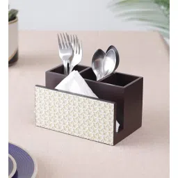 clasicraft Brown White Gold Print MDF Cutlery Stand-picture-13