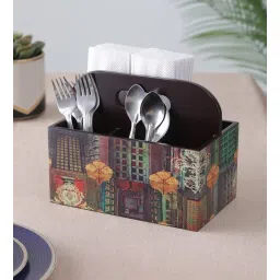 clasicraft Brown Window Print MDF Cutlery Holder-picture-39