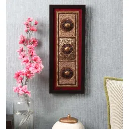 clasicraft Red & Brown Beads Raw Silk Framed Wall Art-picture-36