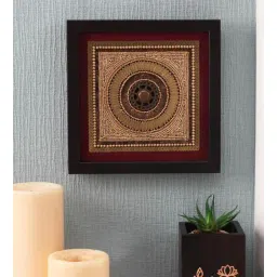 clasicraft Red & Brown Beads Raw Silk Framed Wall Art-picture-13