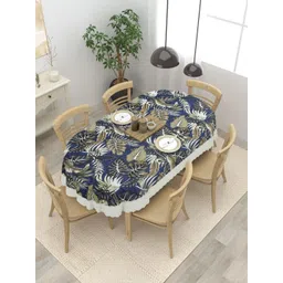 Clasiko Blue Floral Anti-Slip Plastic Oval 6-Seater Table Cover-picture-18