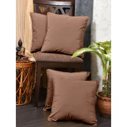 Clasiko Brown 4 Pcs Velvet Square Cushion Covers-picture-30