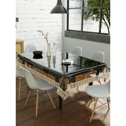 Clasiko Gold-Tone & Transparent 4 Seater Anti Slip Table CoverTable Covers-picture-11