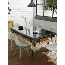 Clasiko Gold-Toned & Transparent Solid 6-Seater Table Covers-picture-19