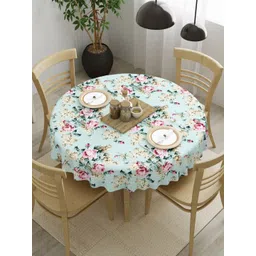 Clasiko Green & Pink Floral Printed Anti-Skid Cotton 4-Seater Table Cover-picture-26