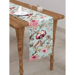 Clasiko Green & Pink Floral Printed Pure Cotton Table Runner-picture-34