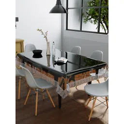 Clasiko Silver-Toned & Transparent Solid 10-Seater Table Covers-picture-11