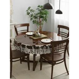 Clasiko Transparent & Silver Solid Round 4-Seater Table Cover-picture-12
