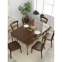 Clasiko Transparent & Silver-Toned Solid 6-Seater Rectangle Table Cover-picture-13