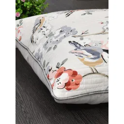 Clasiko White & Grey Set of 2 Floral Cotton Square Cushion Covers image 4