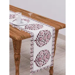 Clasiko White & Pink Floral Printed Pure Cotton Table Runner-picture-21