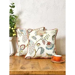 Clasiko Cotton Cushion Covers Set of 2; 16x16 Inches; Multicolor Peacock-picture-30