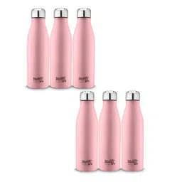 Classic Essentials Agua Pink 6 Pcs Printed Stainless Steel Water Bottles 1 L Each-picture-16