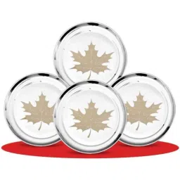 Classic Essentials CE-04 4 Pcs Stainless Steel Permanent Laser Maple Design Dinner Plate Set (Pack of 3)-picture-24