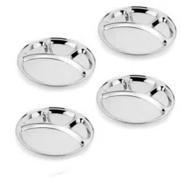 Classic Essentials CE-04 4 Pcs Stainless Steel Round Lunch Dinner Plate Set (Pack of 5)-picture-26