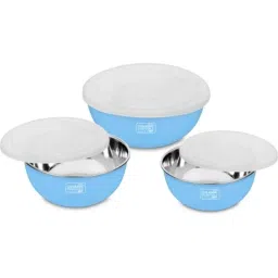 Classic Essentials CE-MSB-3 3 Pcs Stainless Steel Blue &a; White Microwave Safe Mixing Bowl Set (Pack of 3)-picture-12