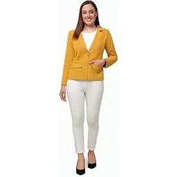 Classic Fitted Blazer for Women, Long Sleeve, Single-Breasted,1 Pocket Inside,Semi-Formal (in, Alpha, XL, Musturd)-picture-41