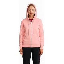 Classic Full-Zip Hooded Sweatshirt in Pink, Casual Athletic Wear with Front Pockets, Long Sleeve Zip-Up Hoodie-picture-45