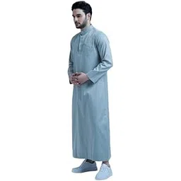 Classic Saudi Light Grey Thobe Jubba for Men-picture-55