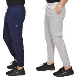 classic wear Pack of 2 Men Solid Black, Blue Track Pants-picture-11