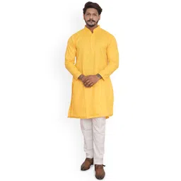 CLASSY MAN Mandarin Collar Pure Cotton Straight Kurta With Pyjamas-picture-39