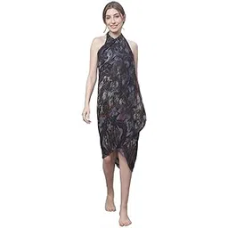 claura Black & Grey Abstract Printed Swimwear Sarong-picture-29