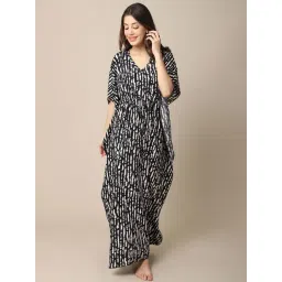 Claura Black Printed Kaftan Nighty-picture-11