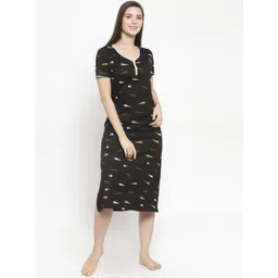 Claura Black Printed Nightdress-picture-31