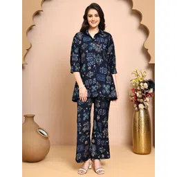 Claura Ethnic Motifs Printed Shirt Collar Tunic & Trousers-picture-10