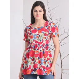 Claura Floral Print Cotton Top-picture-27