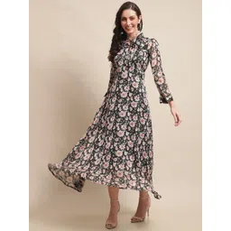 Claura Floral Print Georgette Maxi Dress-picture-22