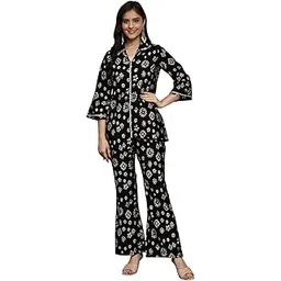 claura Floral Print Jumpsuit, Bell Sleeves, Black and White, V-Neck-picture-39