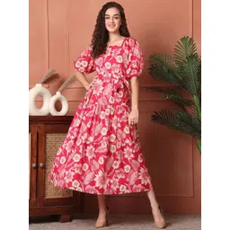 Claura Floral Print Maxi Midi Dress-picture-10