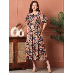 Claura Floral Print Maxi Midi Dress-picture-19