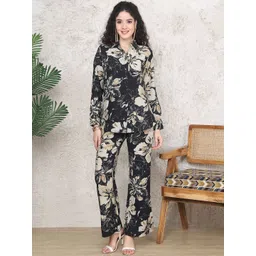 Claura Floral Printed Shirt Collar Neck Tunic With Trousers Co-Ords-picture-20