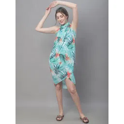 Claura Green & Orange Tropical Printed Swimwear Sarong-picture-10