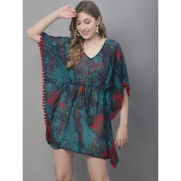 Claura Green Printed Beachwear Kaftan-picture-24