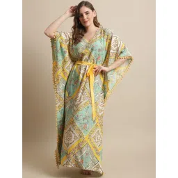 Claura Multicolor Floral Print Kaftan Nighty-picture-33