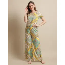 Claura Multicolor Floral Print Top With Pyjamas-picture-13