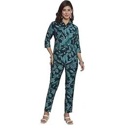 claura Printed Shirt-Collar Chanderi Silk Shirt With Trouser/Cord Set for women-picture-41