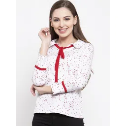 Claura Red & White Floral Print Crepe Top-picture-36