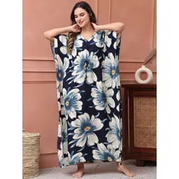Claura Women Floral Printed Kaftan Maxi Nightdress-picture-12