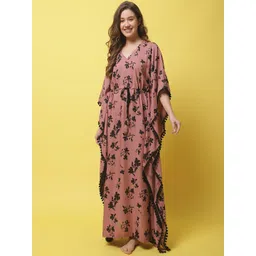 Claura Women Floral Printed Kaftan Nightdress-picture-39