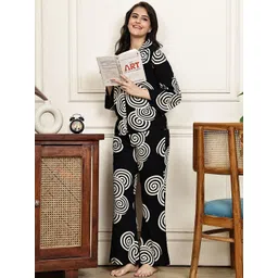 Claura Women Geometric Printed Shirt Collar Night suit image 3